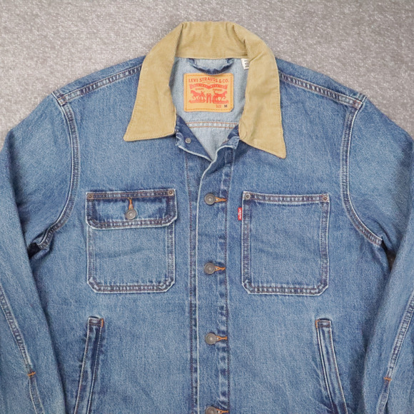 Levis LVC Type 2 Trucker Corduroy Collar Medium Blue Long Sleeve Denim Jacketa - Picture 6 of 9